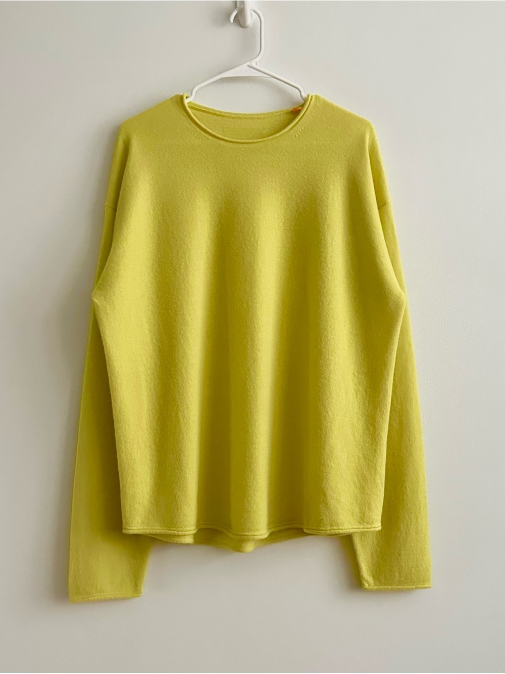 Guest In Residence Yellow Cashmere Oversized Crew Neck Sweater Size L